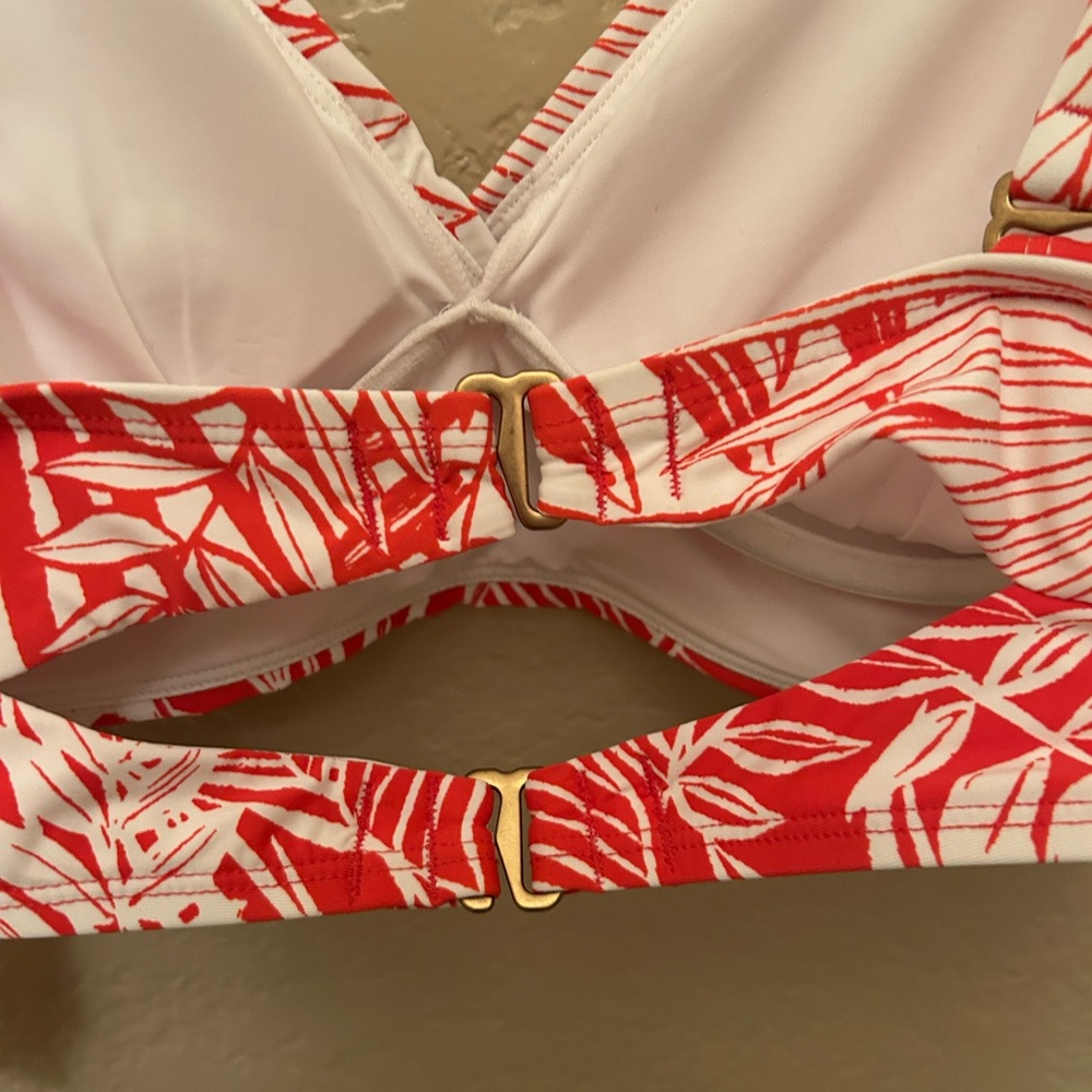 Jantzen Red & White Print Bikini Top NWT Size 10 - Picture 3 of 7